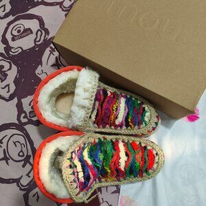 Mou Ethnic-Style Colorful Woven Plush Snow Boots
